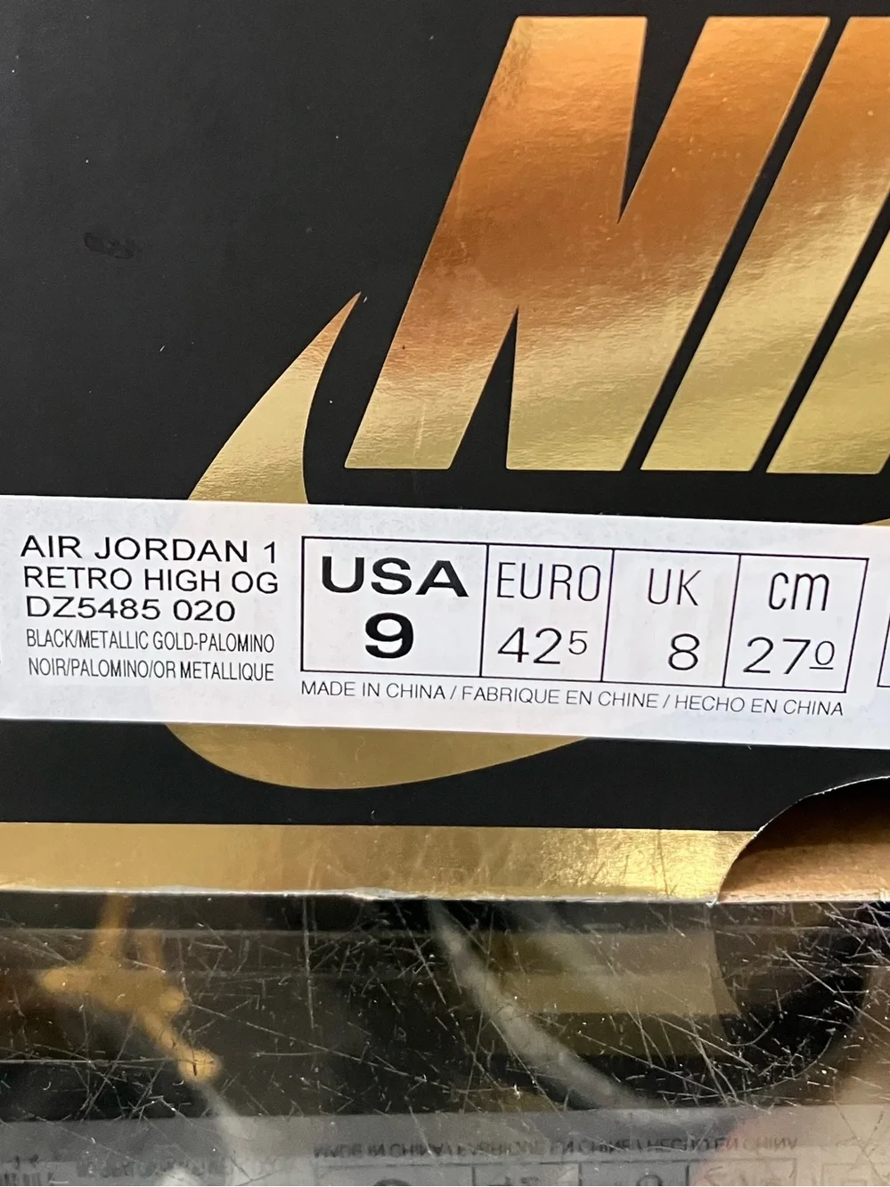 Air Jordan 1 Retro High Palomino Size 9